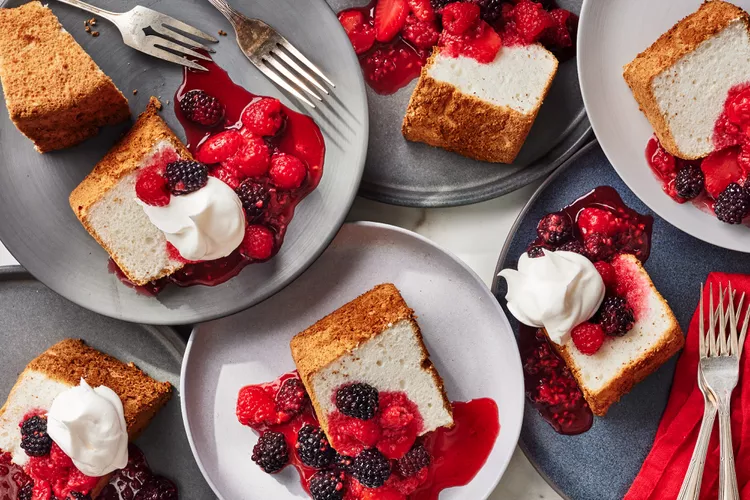 angel food cake with three berry compote ft recipe0323 541a780b871441e0ab14383ee38acc44